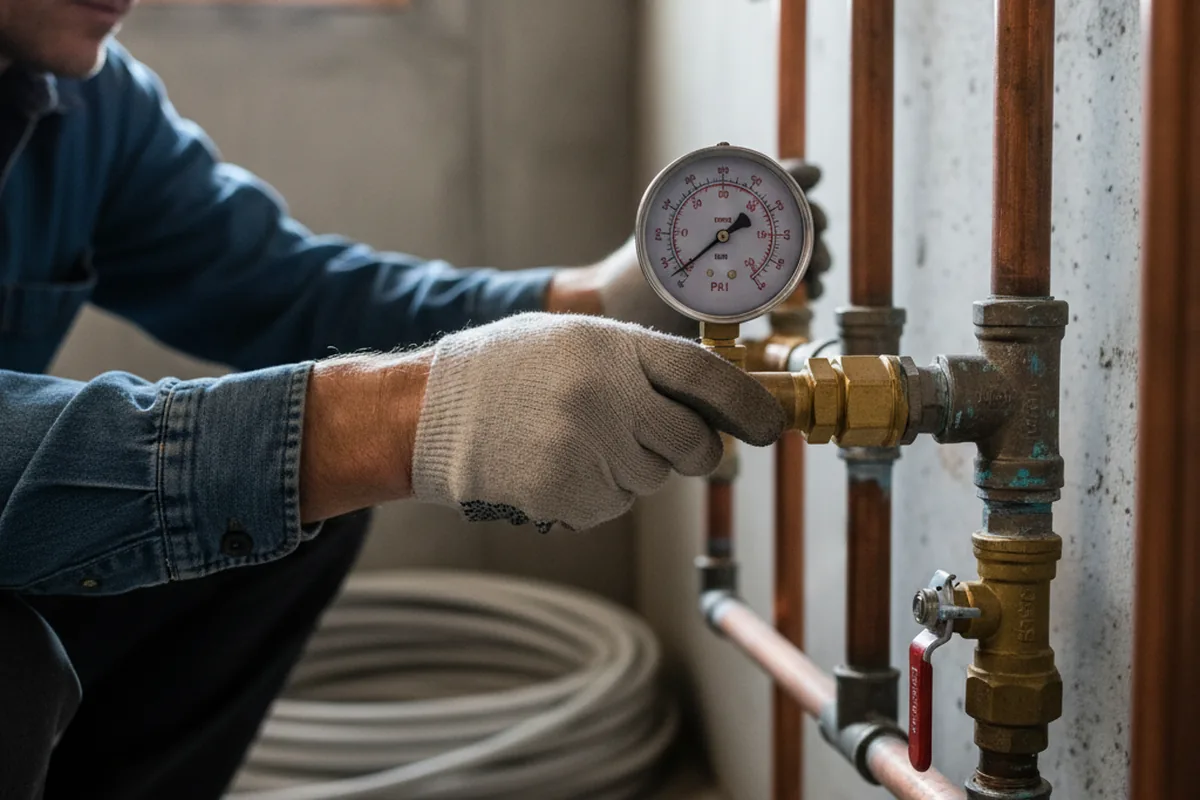 Pressure testing a repaired line during Water Line Repair in Casa Grande